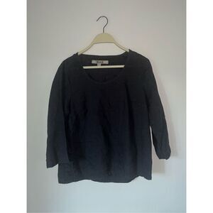 Black Flax 3/4 Sleeve Top Button Details Size P petite